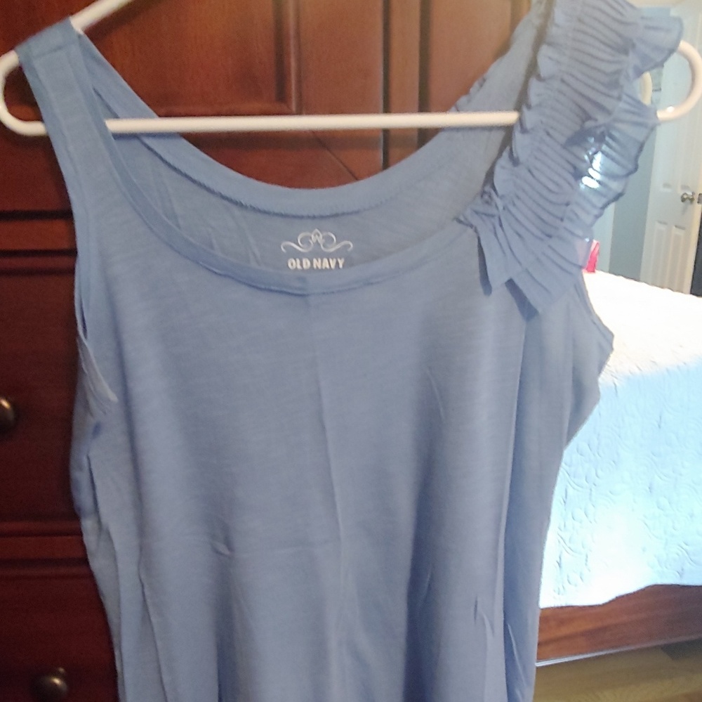 Blue sleeveless shirt